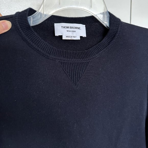 Thom Browne Navy Classic Loopback Tonal 4 Bar Sweater Dress Sweatshirt Terry 40 - Picture 6 of 15